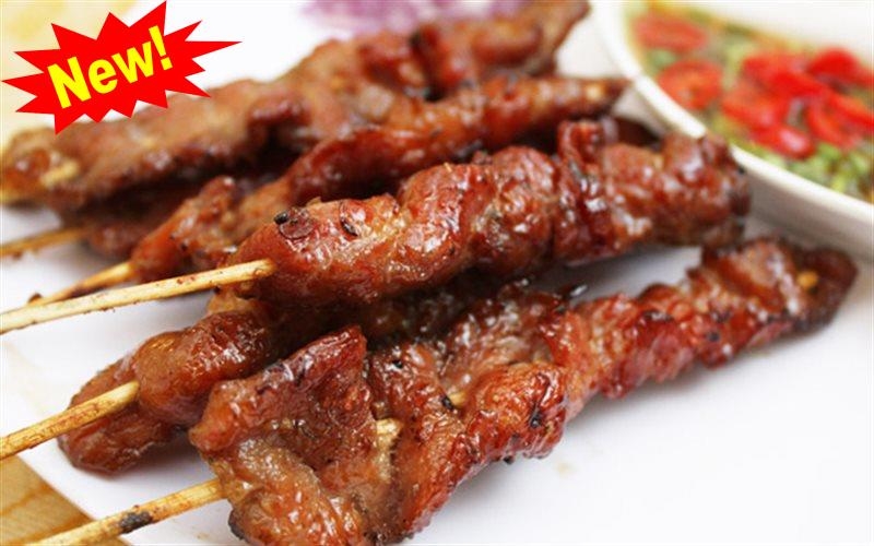 BA CHỈ/THỊT VAI HEO XIÊN NƯỚNG